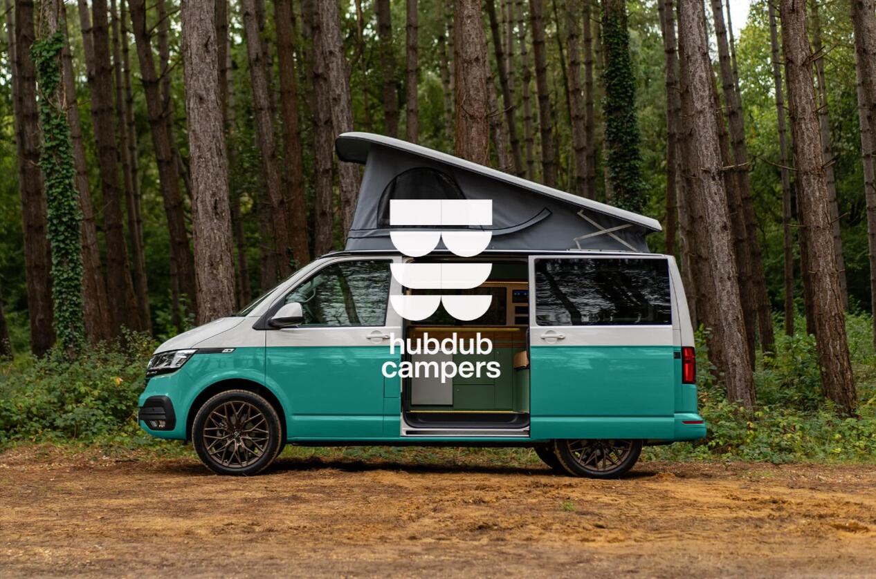 HubDub Campers — handbuilt VW campervan in a Surrey pine forest